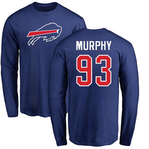 Men NFL Buffalo Bills #93 Trent Murphy Royal Blue Name and Number Logo Long Sleeve T Shirt
